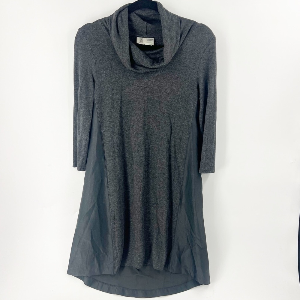 ✅ ANTHRO Saturday Sunday Gray Cowl Neck Satin Back Shift Dress/TUNIC  SIZE SMALL